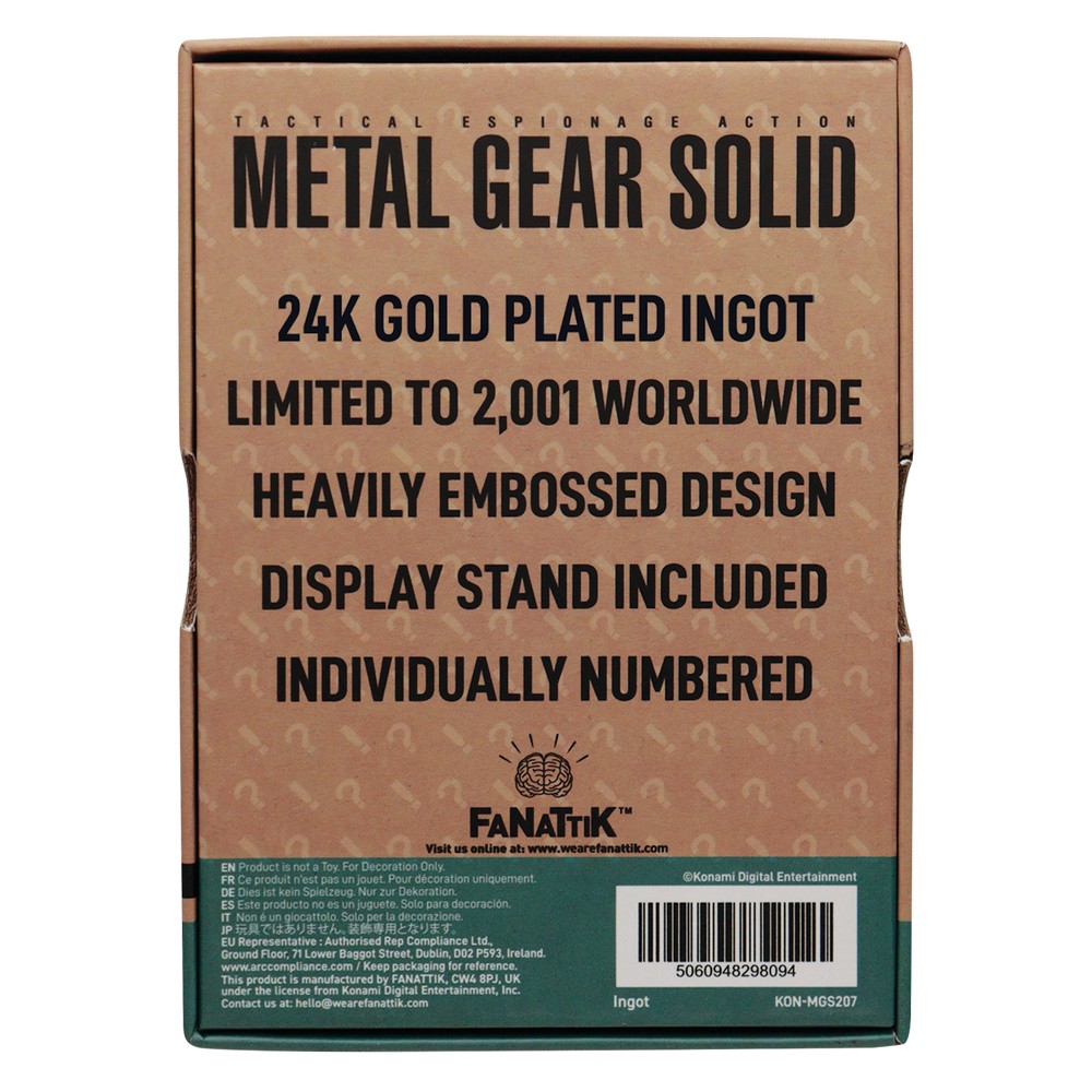 Metal Gear Solid 2 24k Gold Plated Snake Ingot - Limited Edition