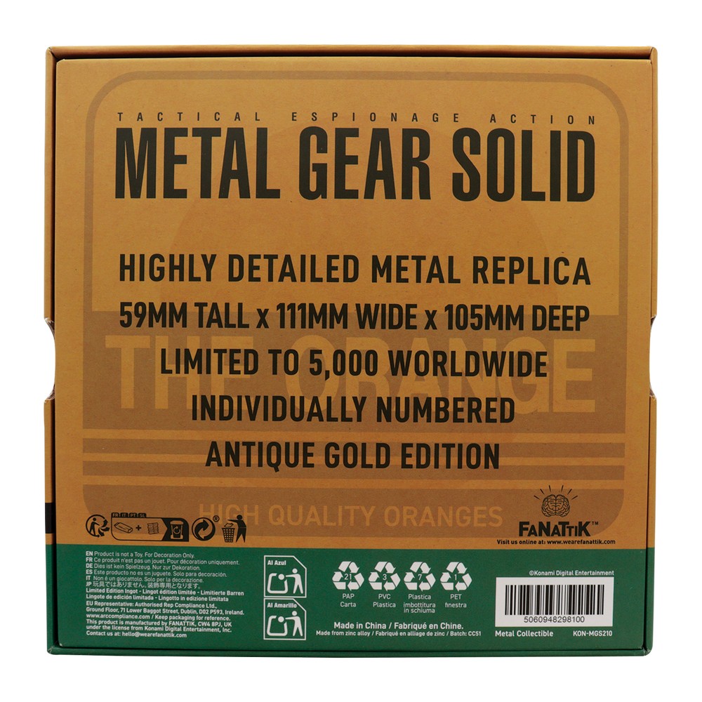 Metal Gear Solid 2 Replica Antique Gold Plated Cardboard Box - Limited Edition