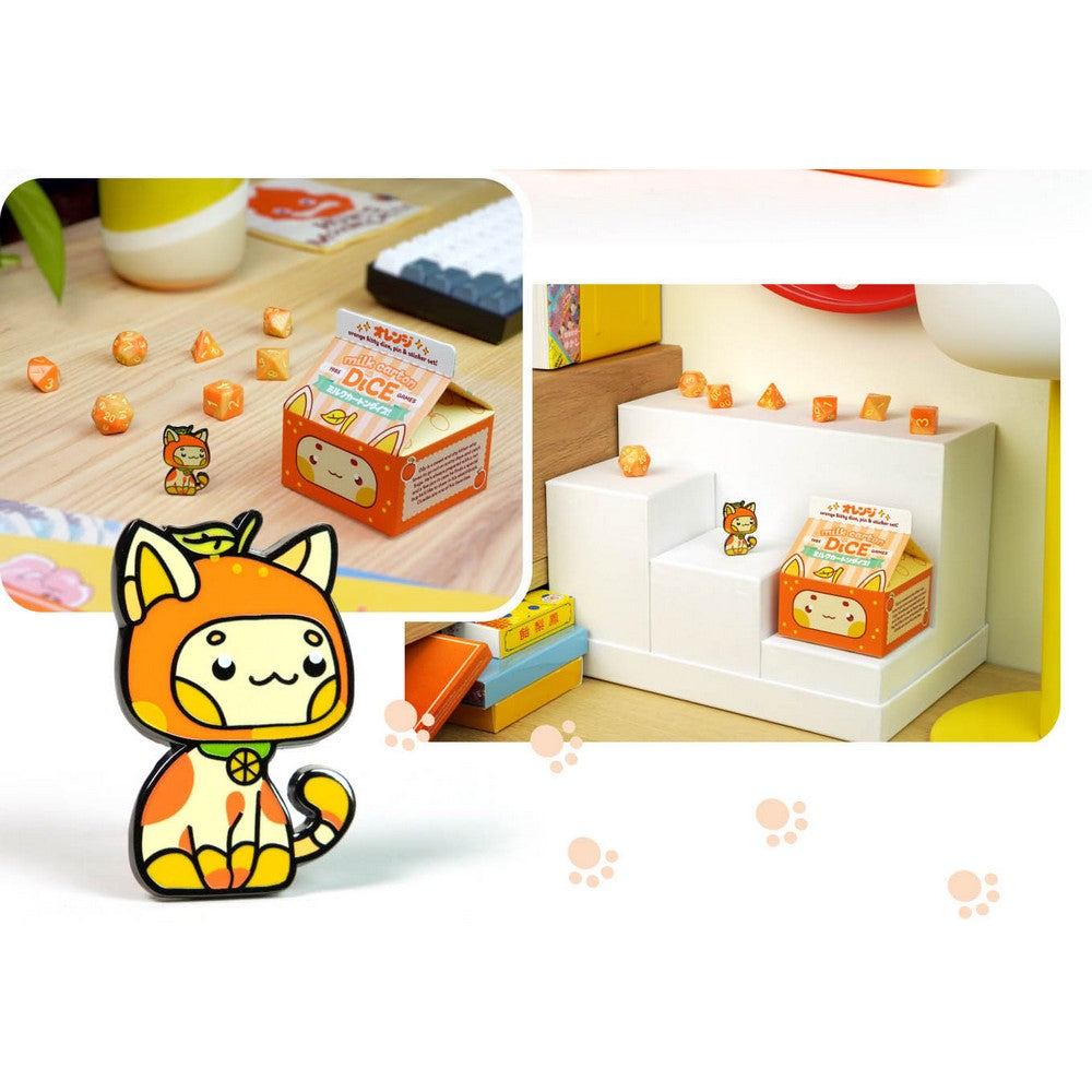 Fruit Meadows - Kawaii Cat Milk Carton-Orange
