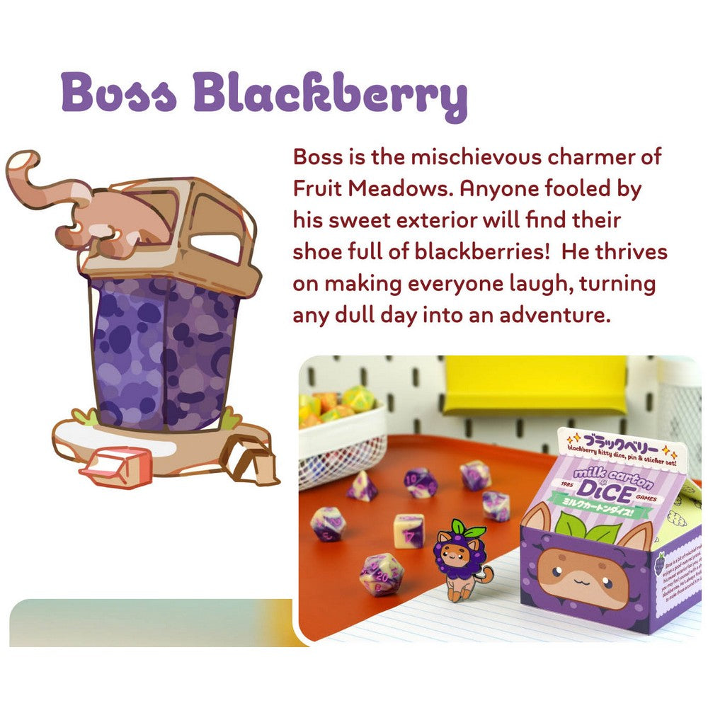 Fruit Meadows - Kawaii Cat Milk Carton-Blackberry