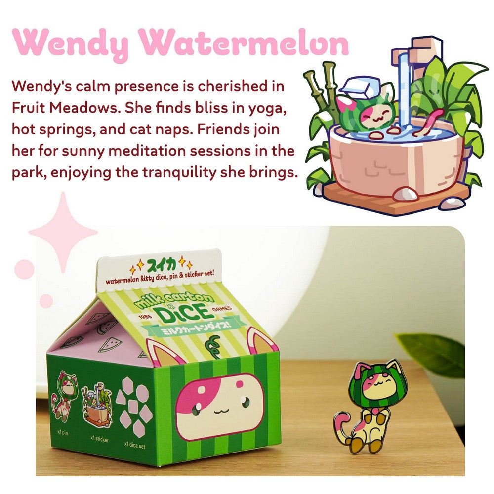 Fruit Meadows - Kawaii Cat Milk Carton-Watermelon