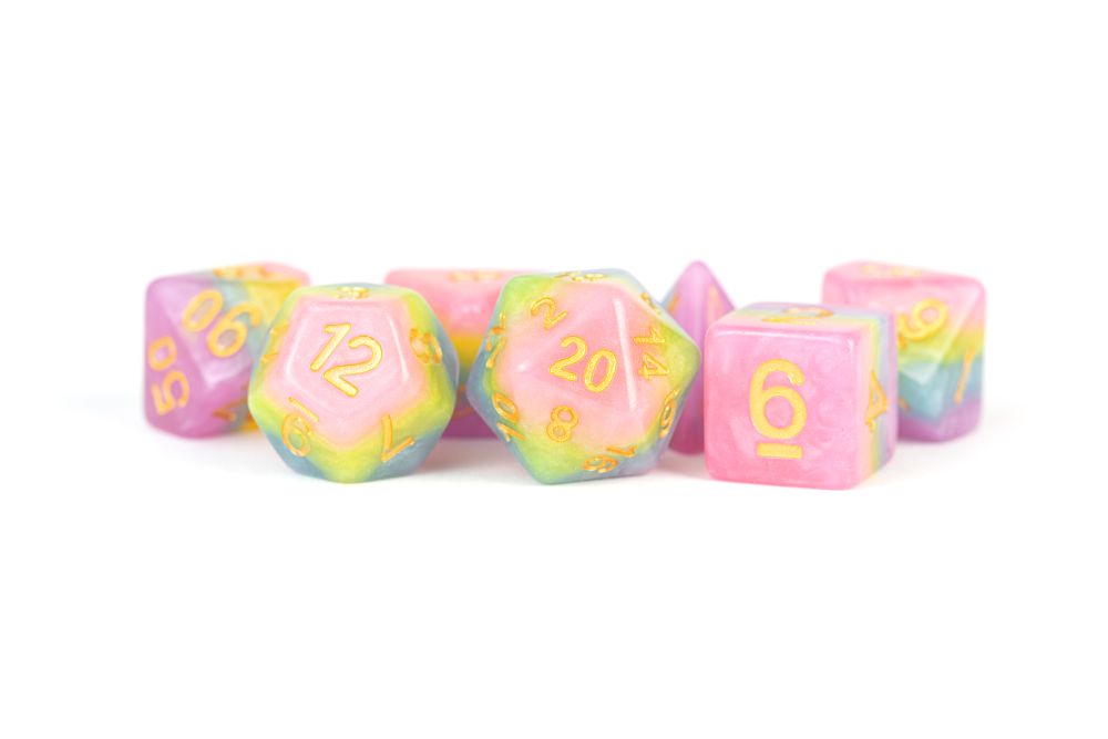 Fanroll: 16mm Resin Polyhedral Dice Set: Pastel Fairy