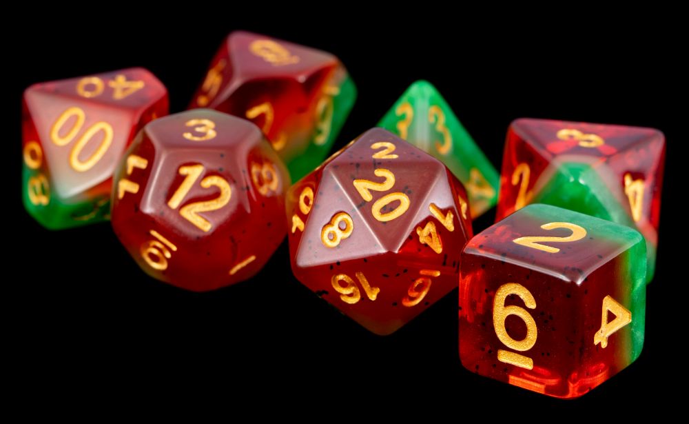 Fanroll: 16mm Resin Polyhedral Dice Set: Watermelon