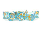 Fanroll: 16mm Resin Polyhedral Dice Set: Blue w/ Gold Foil