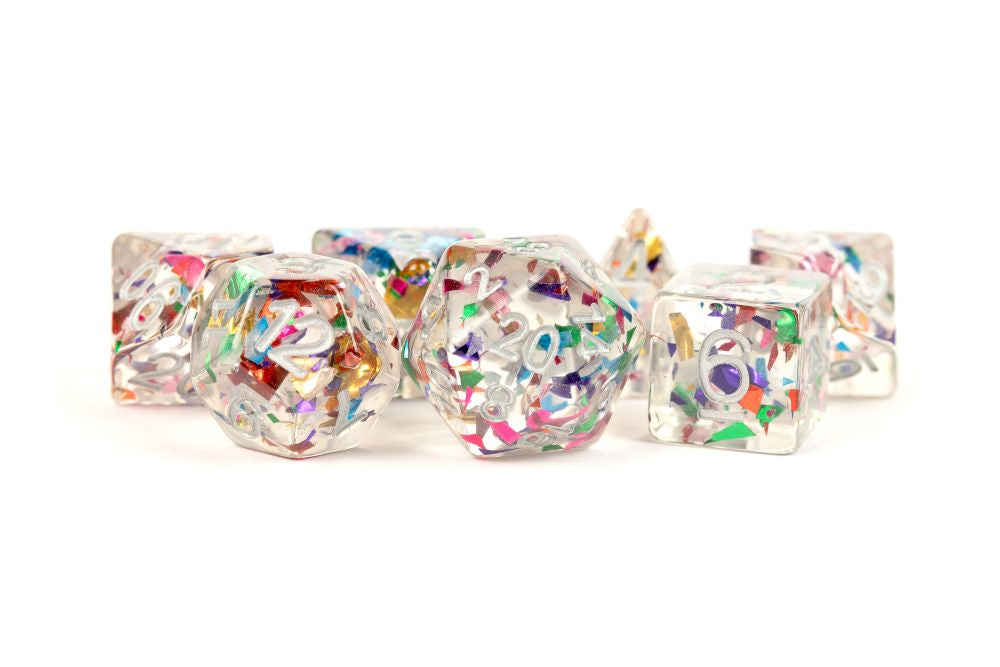 Fanroll: 16mm Resin Polyhedral Dice Set: Rainbow Foil