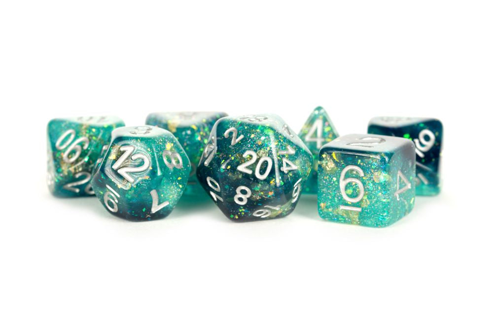 Fanroll: 16mm Resin Polyhedral Dice Set: Eternal Teal/Black