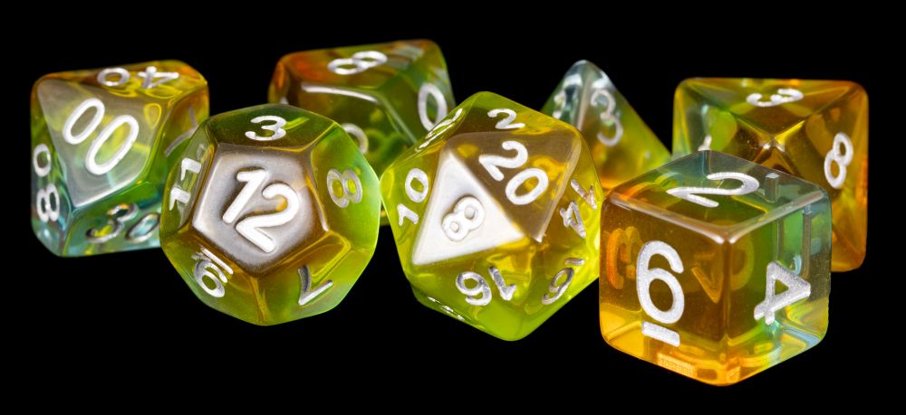 Fanroll: 16mm Resin Polyhedral Dice Set: Yellow Aurora