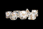 Fanroll: 16mm Resin Polyhedral Dice Set: Pearl w/ Copper Numbers