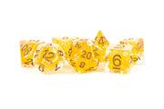 Fanroll: 16mm Resin Polyhedral Dice Set: Pearl Citrine with Copper Numbers