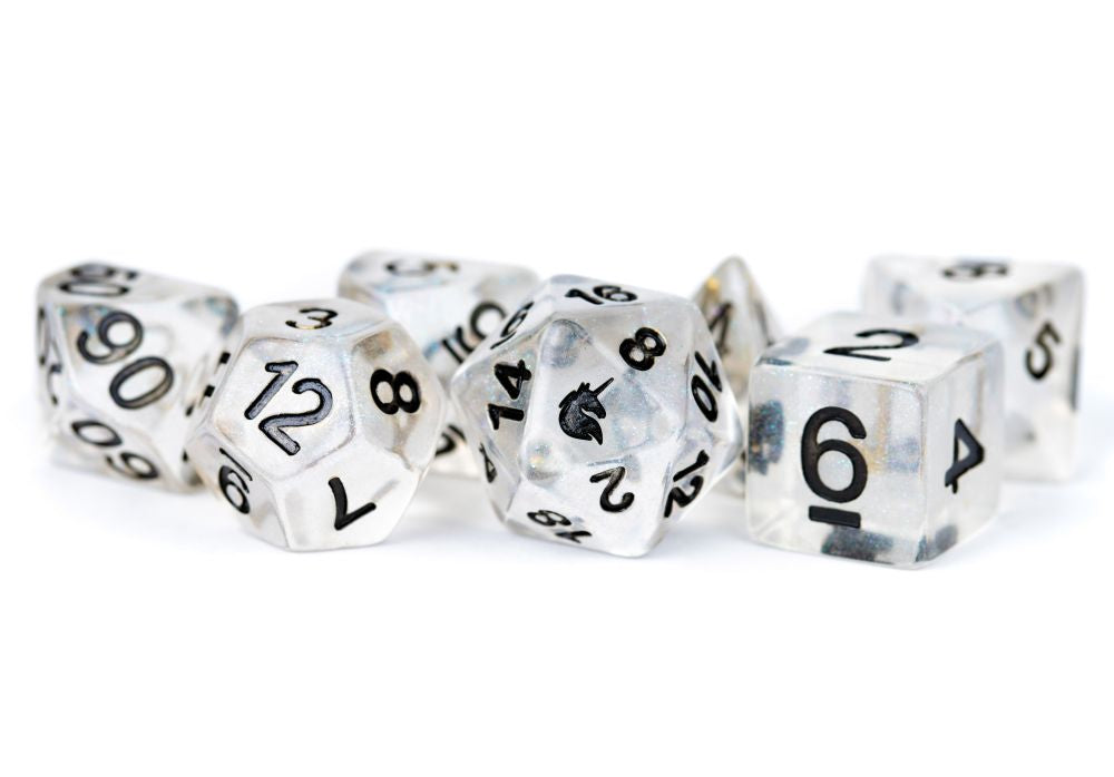 Fanroll: 16mm Resin Polyhedral Dice Set: Unicorn Ice