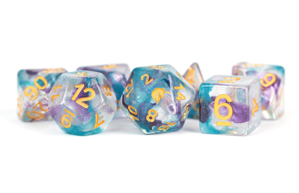 Fanroll: 16mm Resin Polyhedral Dice Set: Unicorn Fancy Fae