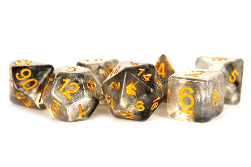 Fanroll: 16mm Resin Polyhedral Dice Set: Unicorn Rogue Rage