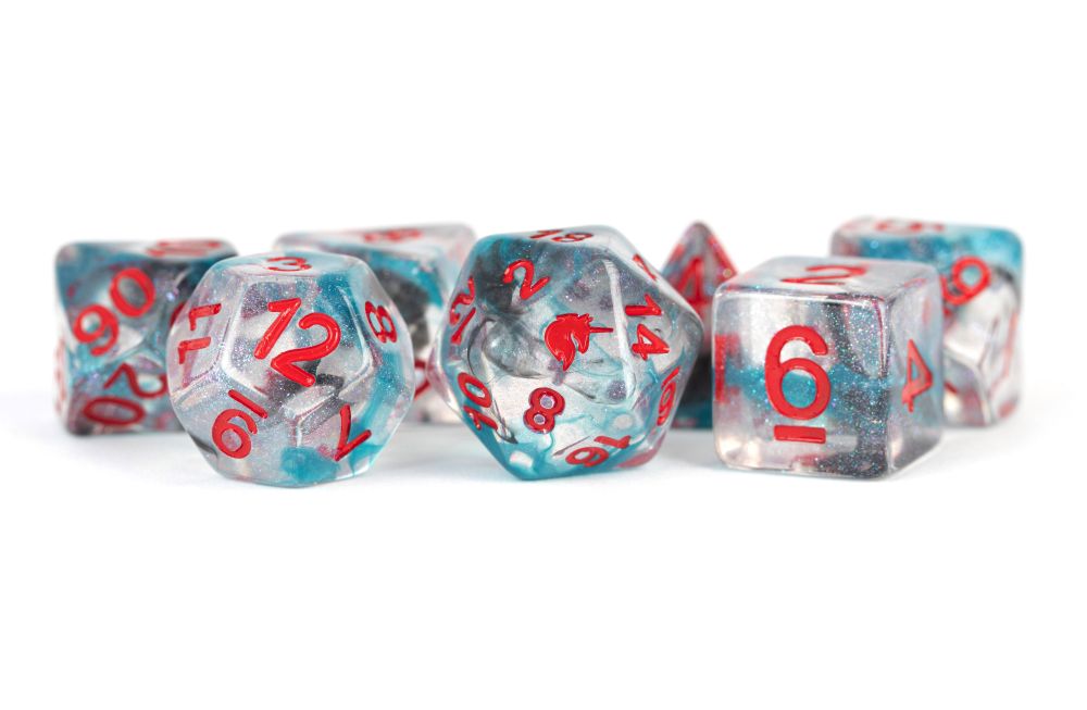 Fanroll: 16mm Resin Polyhedral Dice Set: Unicorn Battle Wounds