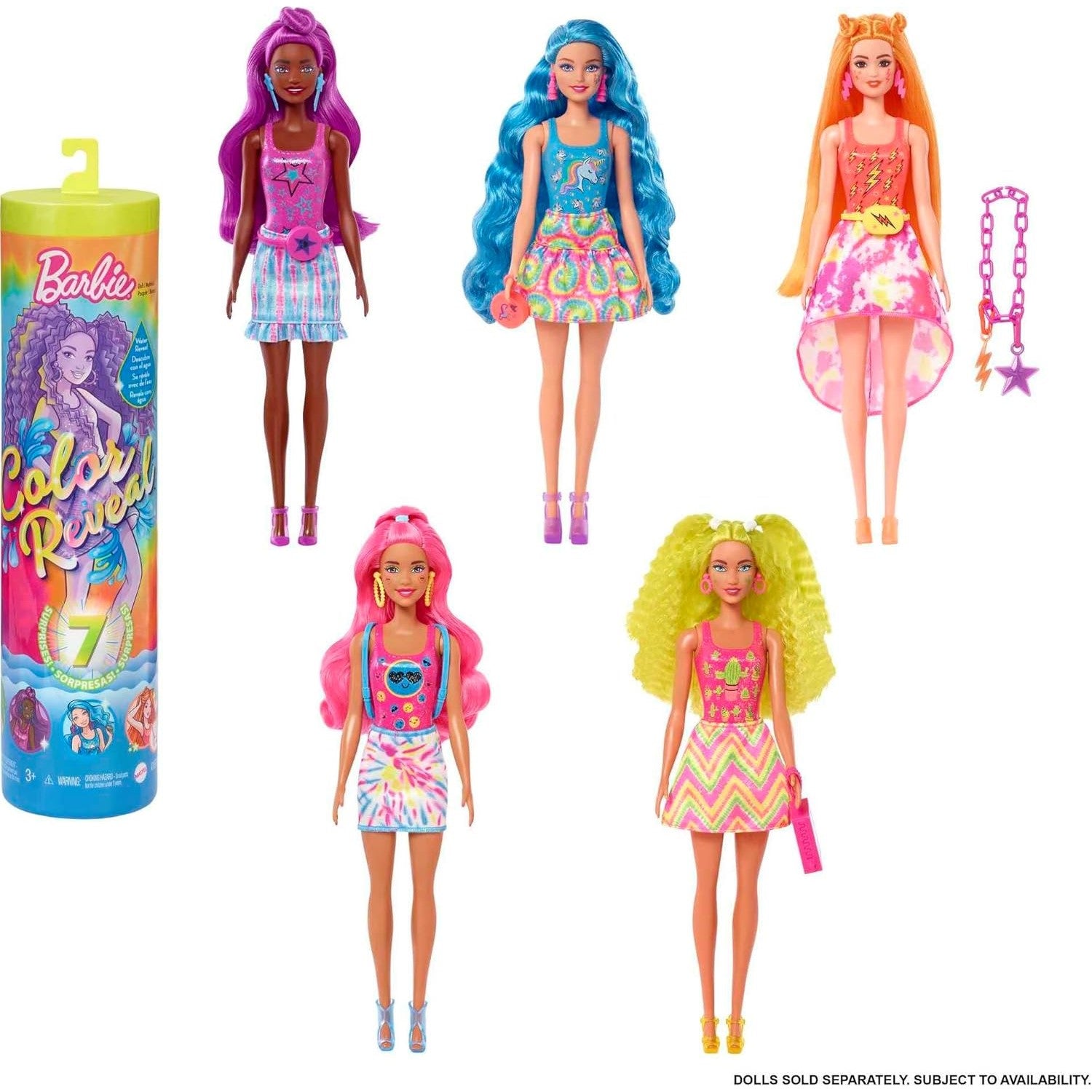 Barbie - Reveal - Color Reveal Barbie Rainbow Groovy Series Assortment (6)