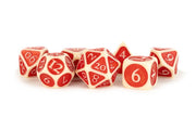 Fanroll: 16mm Enamel Acrylic Poly Dice Set: Ivory w/ Red Enamel