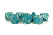 Fanroll: 16mm Enamel Acrylic Poly Dice Set: Ice w/ Blue Enamel