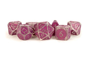 Fanroll: 16mm Enamel Acrylic Poly Dice Set: Ice w/ Purple Enamel