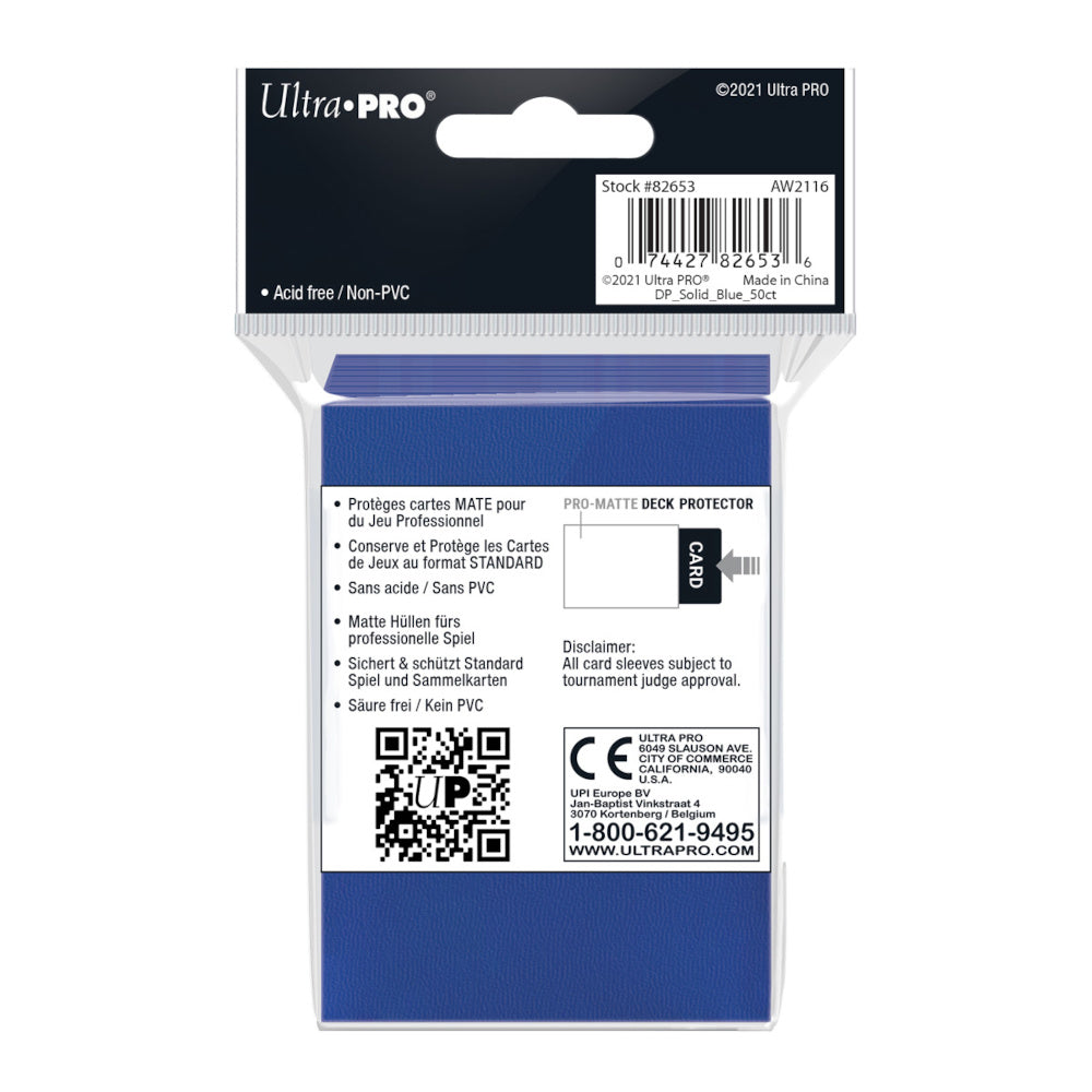 Ultra Pro: UP82653 PRO-Matte 50ct Standard Deck Protector sleeves: Blue