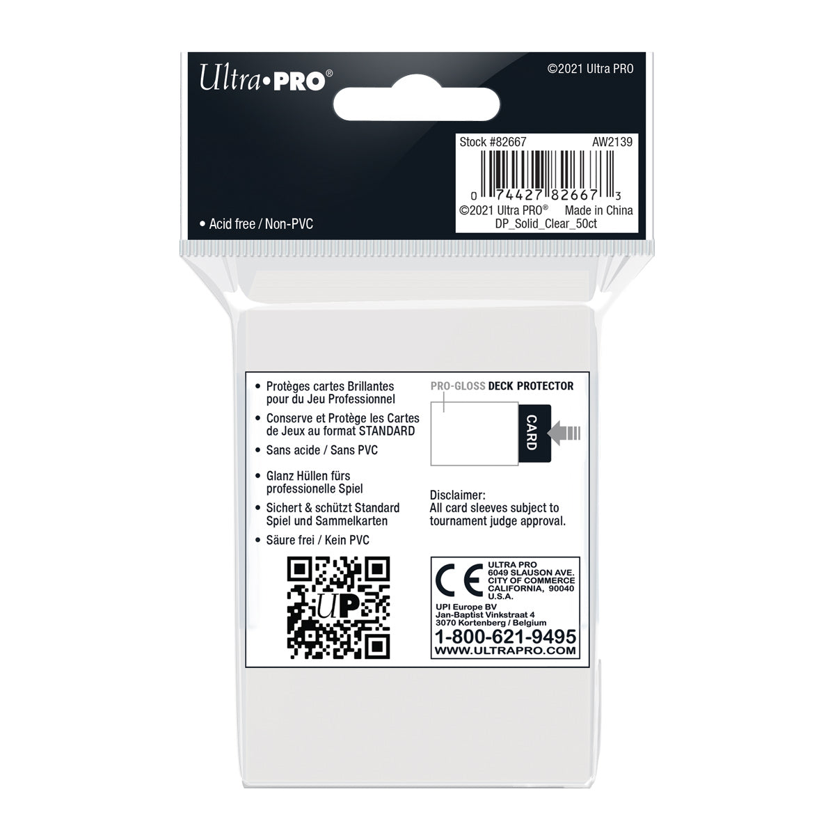 Ultra Pro: UP82667 PRO-Gloss 50ct Standard Deck Protector sleeves: Clear