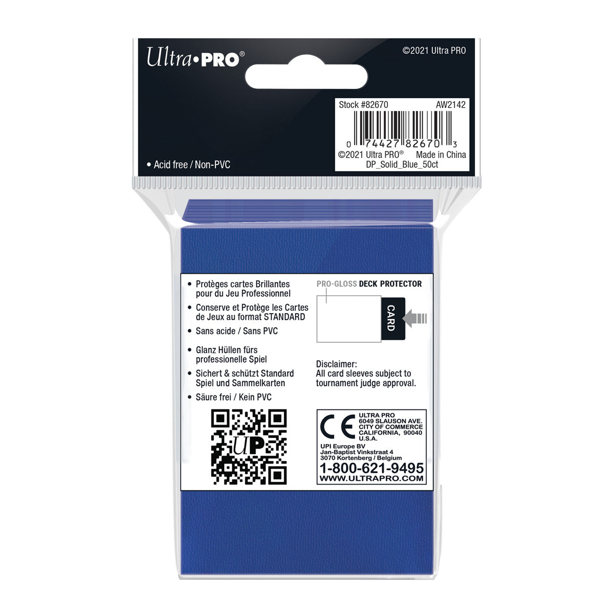 Ultra Pro: UP82670 PRO-Gloss 50ct Standard Deck Protector sleeves: Blue