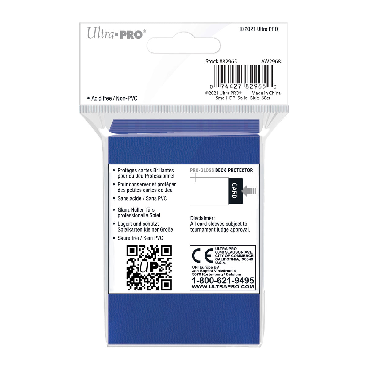 Ultra Pro: UP82965 PRO-Gloss 60ct Small Deck Protector sleeves: Blue