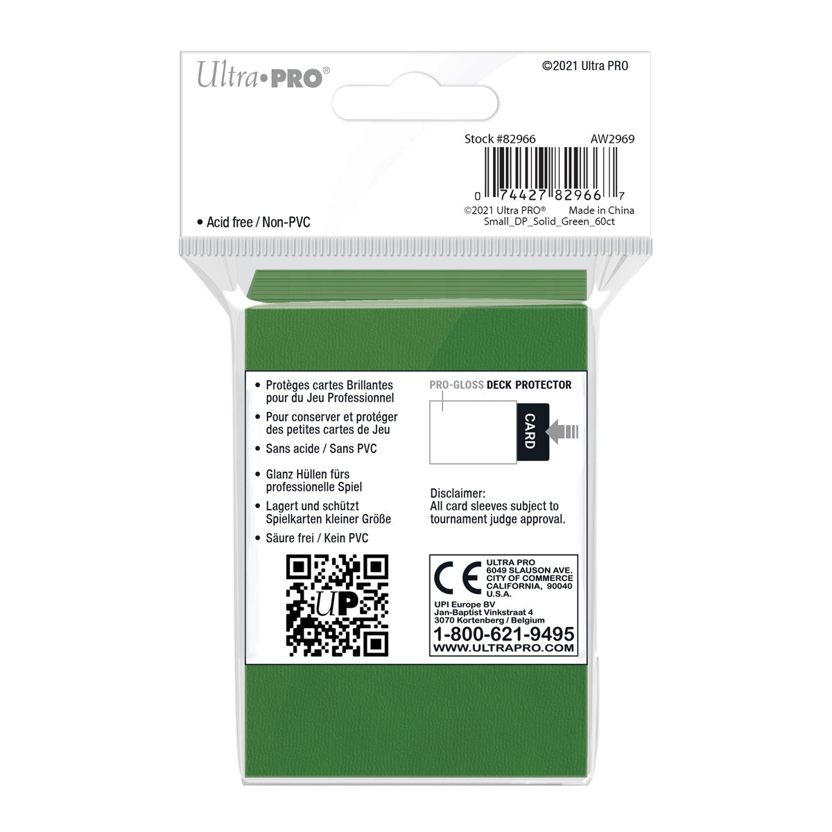 Ultra Pro: UP82966 PRO-Gloss 60ct Small Deck Protector sleeves: Green