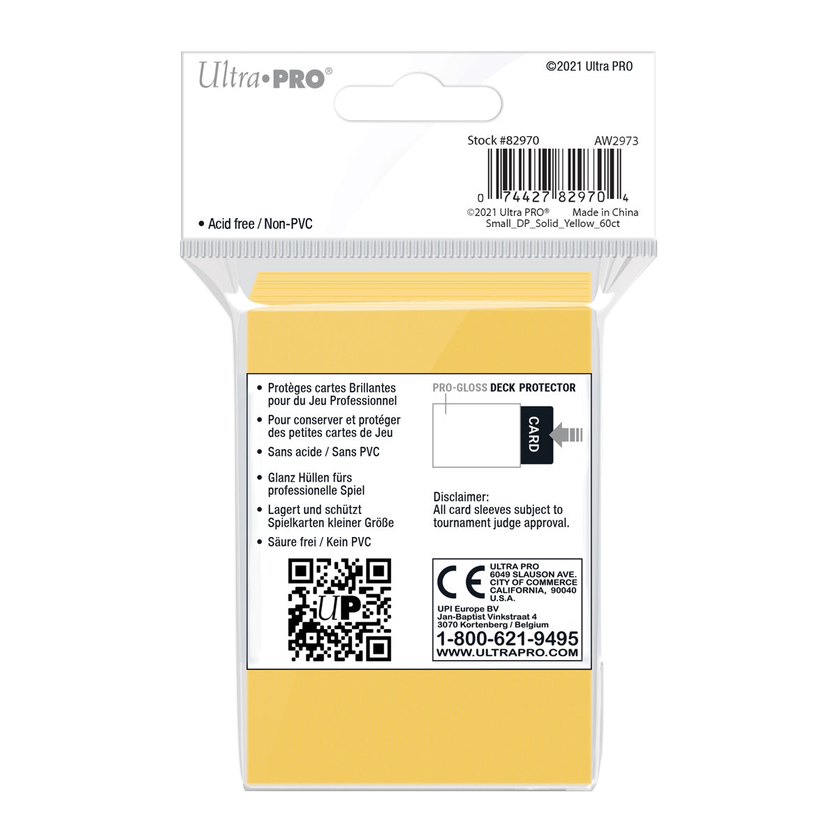 Ultra Pro: UP82970 PRO-Gloss 60ct Small Deck Protector sleeves: Yellow