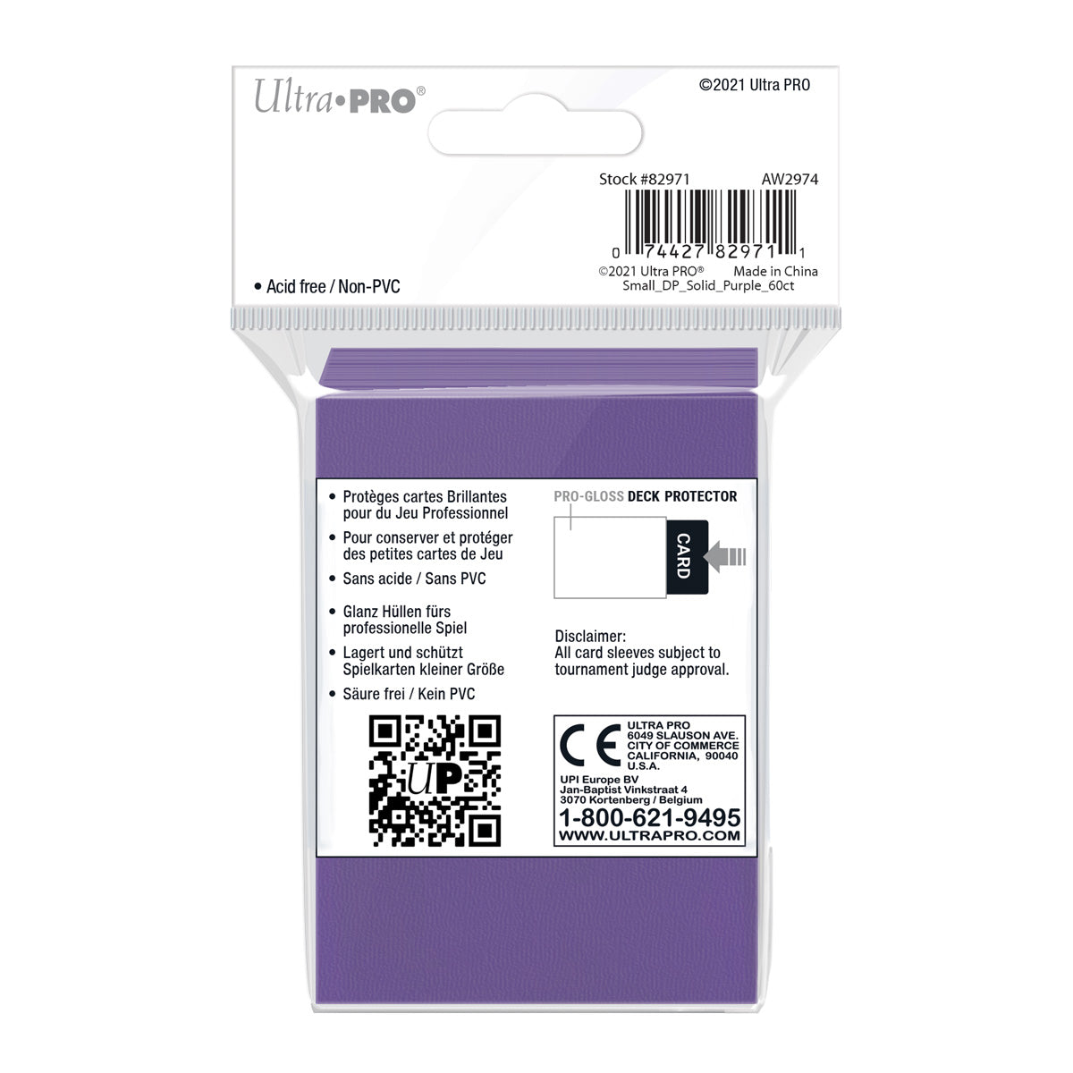 Ultra Pro: UP82971 PRO-Gloss 60ct Small Deck Protector sleeves: Purple