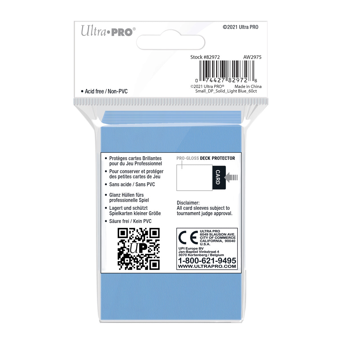 Ultra Pro: UP82972 PRO-Gloss 60ct Small Deck Protector sleeves: Light Blue