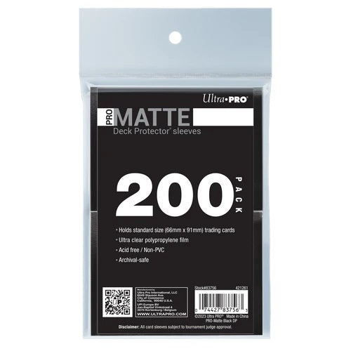 Ultra Pro: UP83756 PRO-Matte Standard Deck Protector Sleeves 200ct Bundle - Black