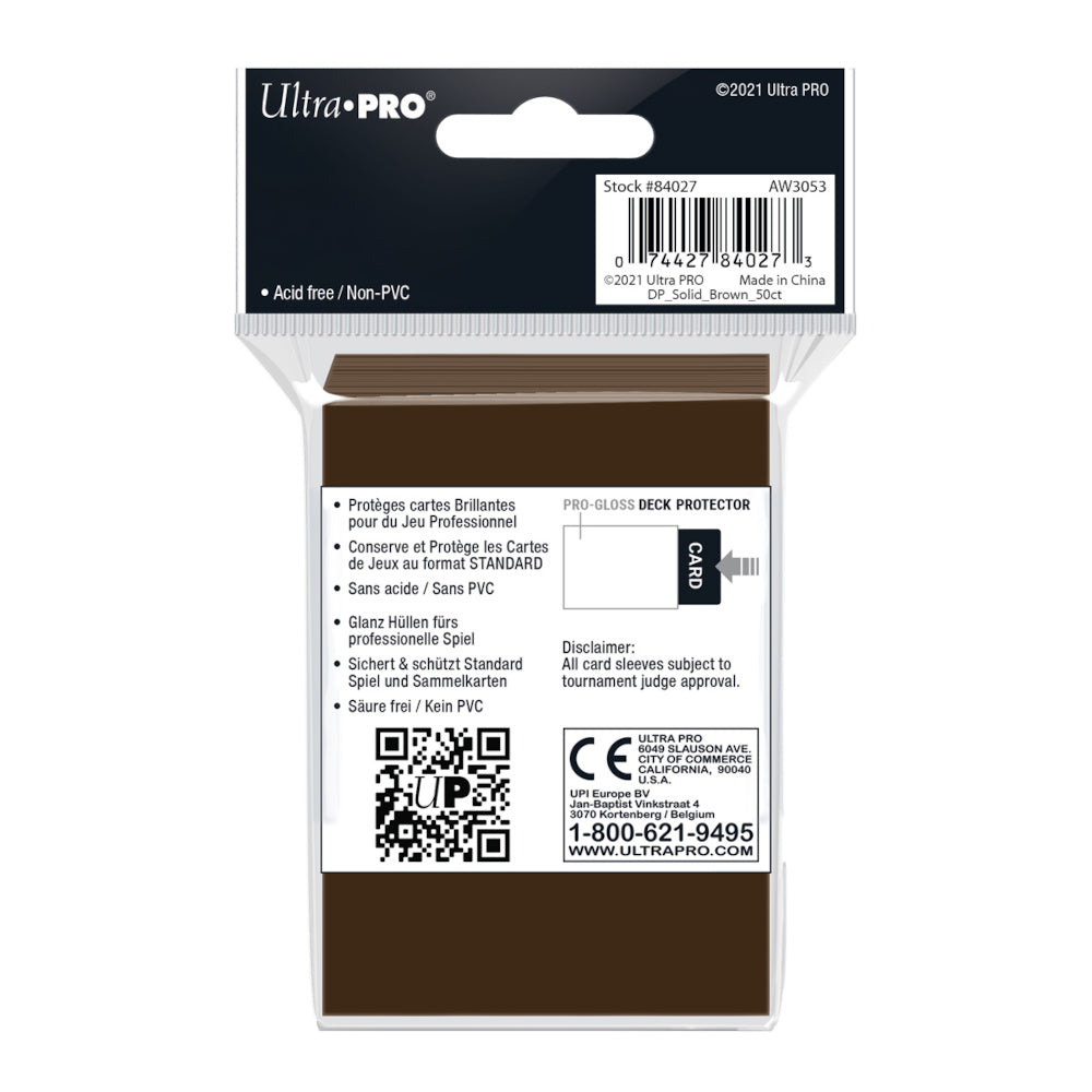 Ultra Pro: UP84027 PRO-Gloss 50ct Standard Deck Protector sleeves: Brown