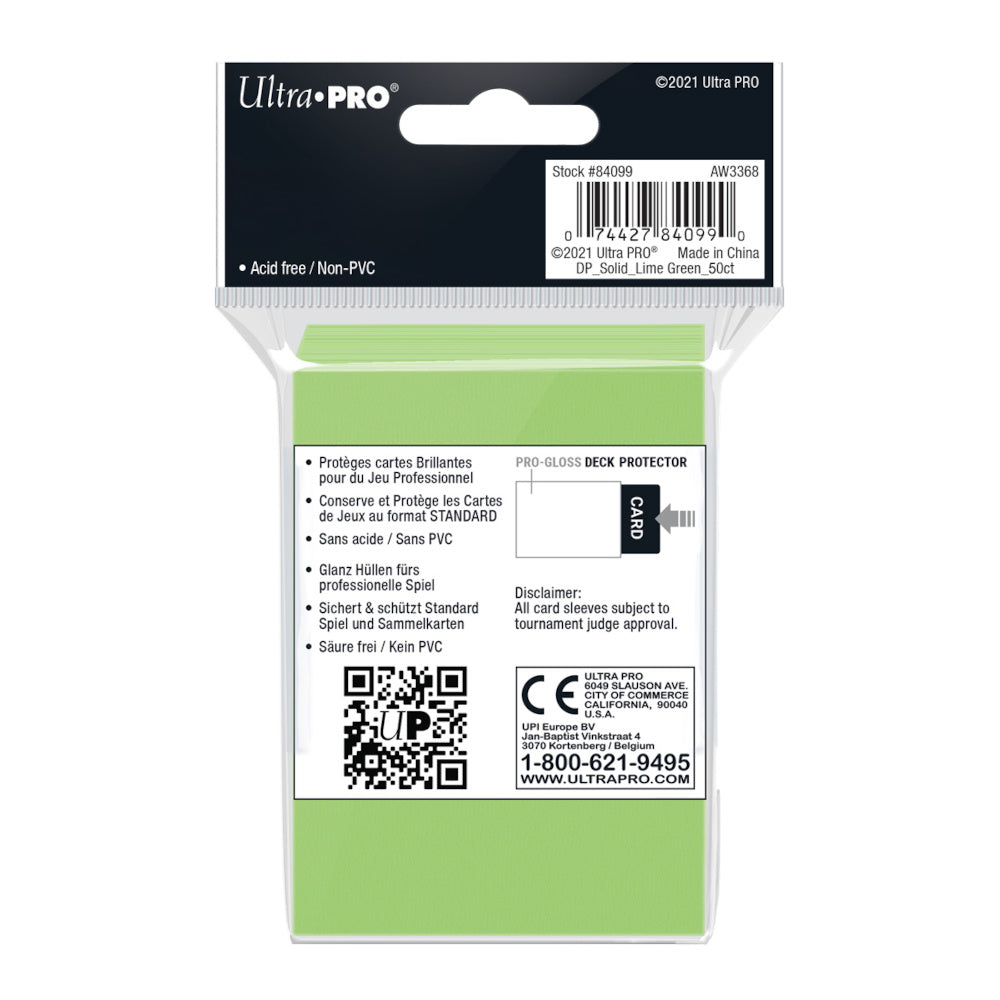 Ultra Pro: UP84099 PRO-Gloss 50ct Standard Deck Protector sleeves: Lime Green