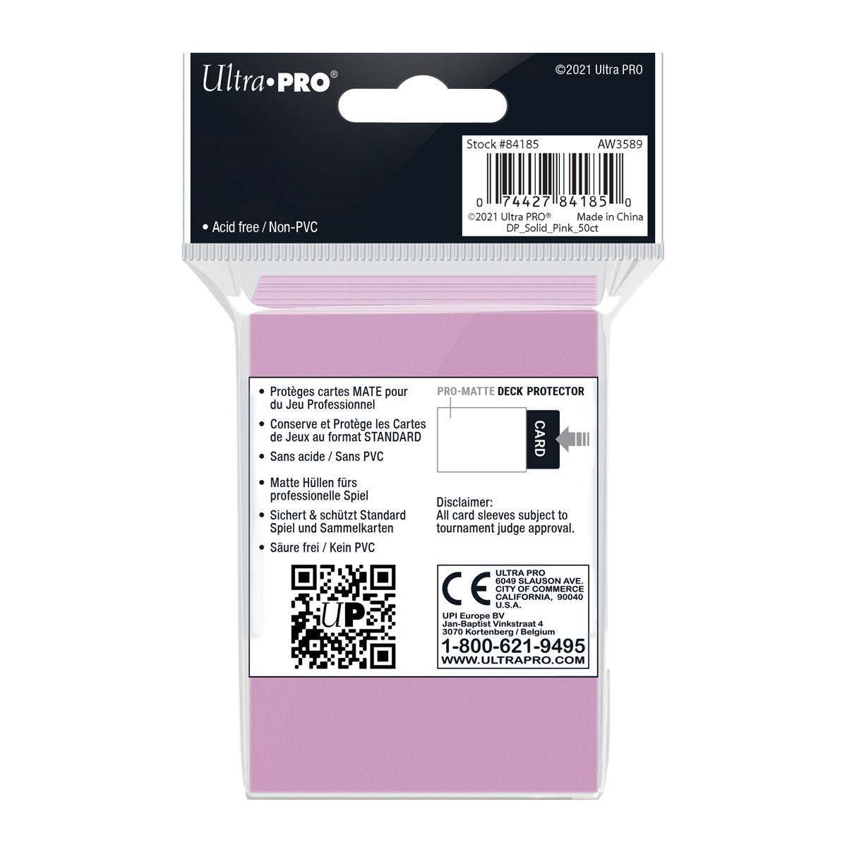 Ultra Pro: UP84185 PRO-Matte 50ct Standard Deck Protector sleeves: Pink