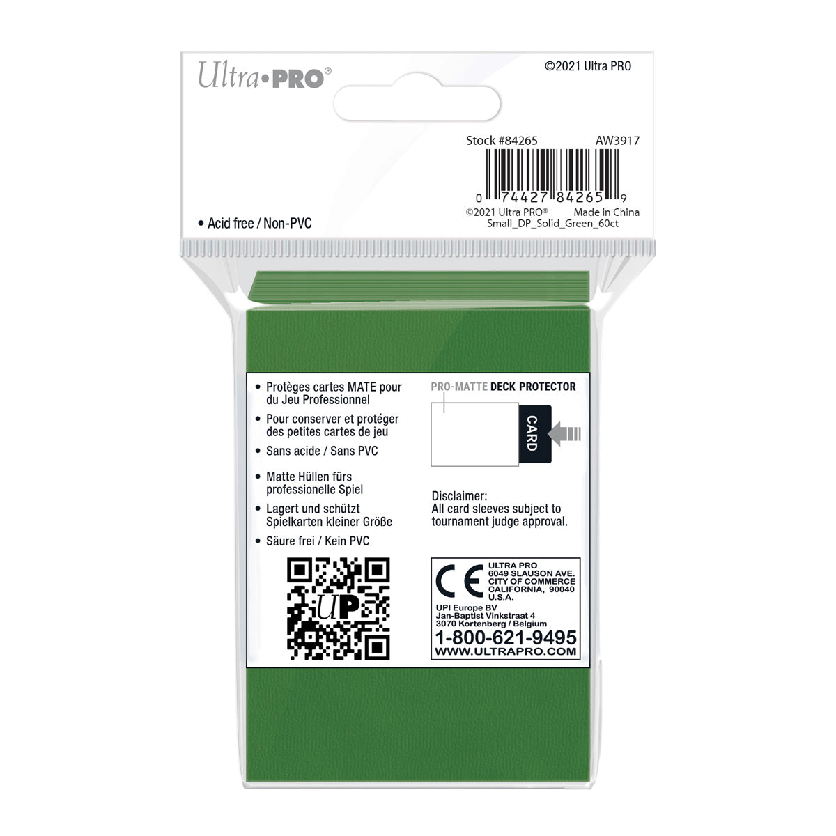 Ultra Pro: UP84265 PRO-Matte 60ct Small Deck Protector sleeves: Green
