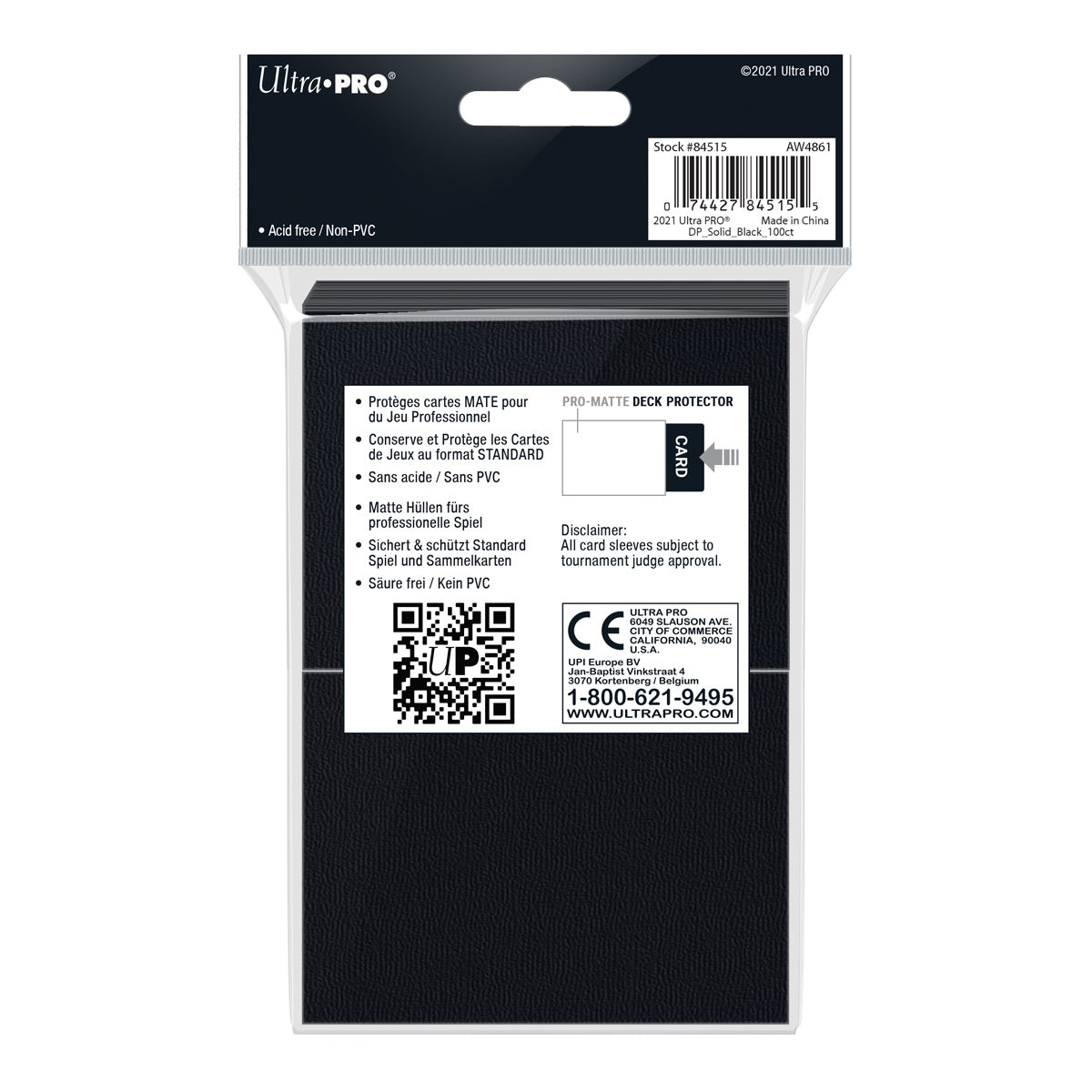 Ultra Pro: UP84515 PRO-Matte 100ct Standard Deck ProtectorÃ‚Â® sleeves: Black
