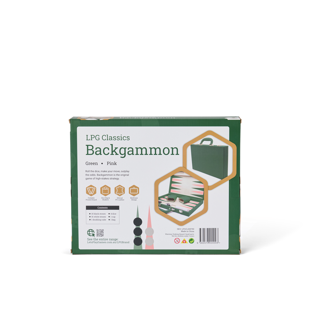 LPG Classics Leather Backgammon Set - Green
