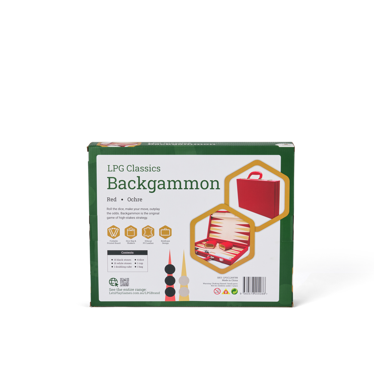 LPG Classics Leather Backgammon Set - Red