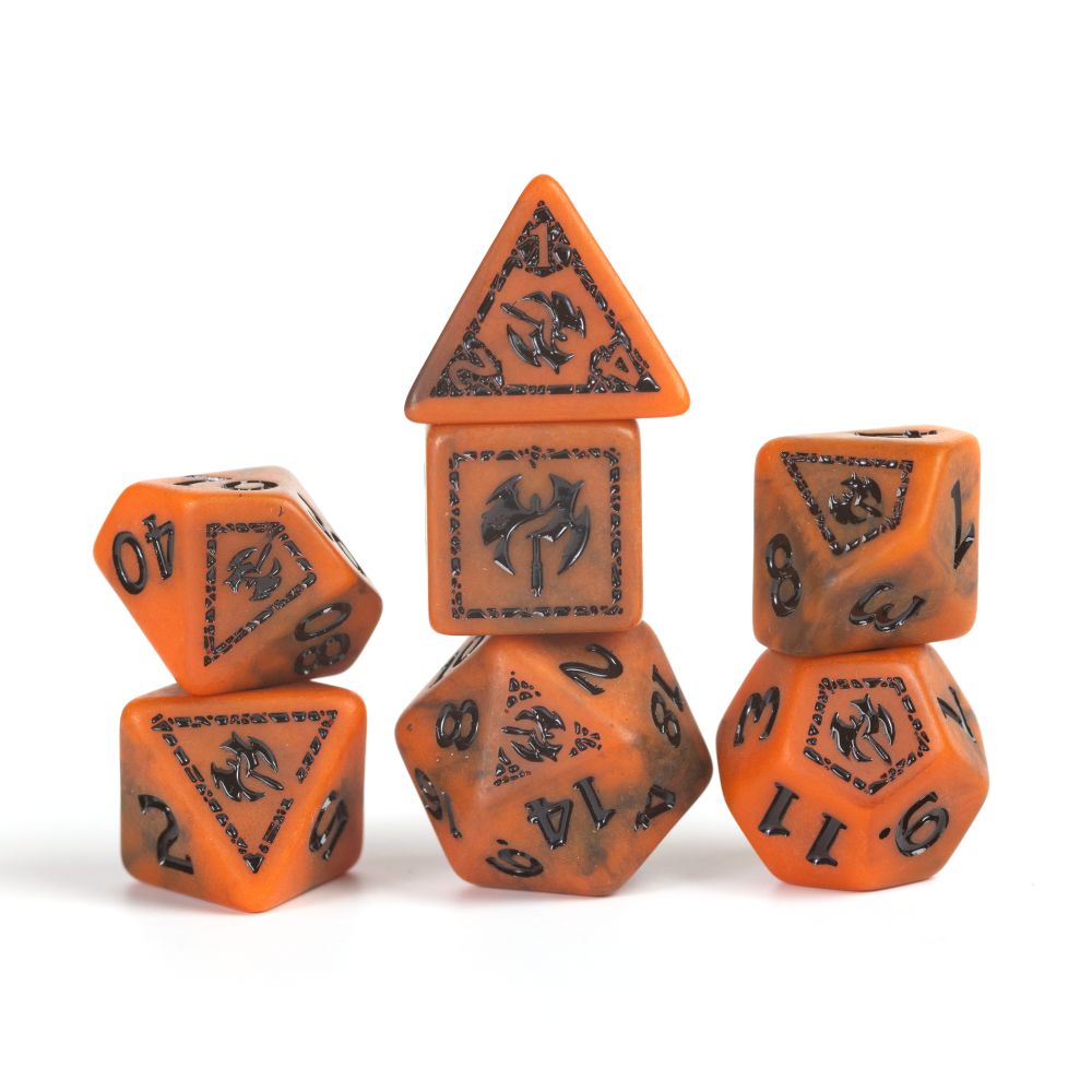 Sirius Dice - D&D Adventure Dice - Barbarian - Orange