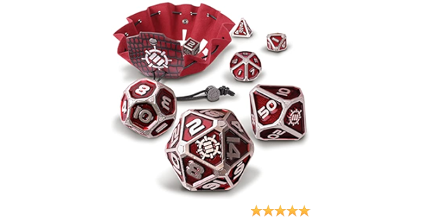 Enhance Tabletop Collector's - 7pc Metal RPG Dice Set - Red
