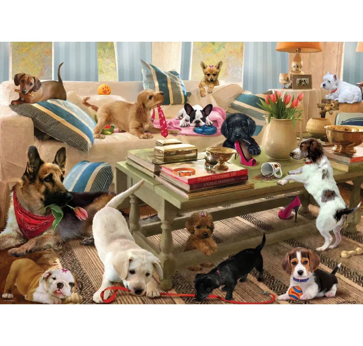Puzzle - Eurographics - Living Room Pups 300 XL Size Pieces