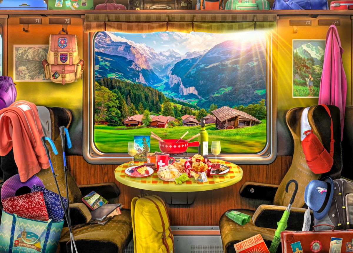 Puzzle - Holdson - The Travelers Window - Switzerland Train Ride - 1000pc