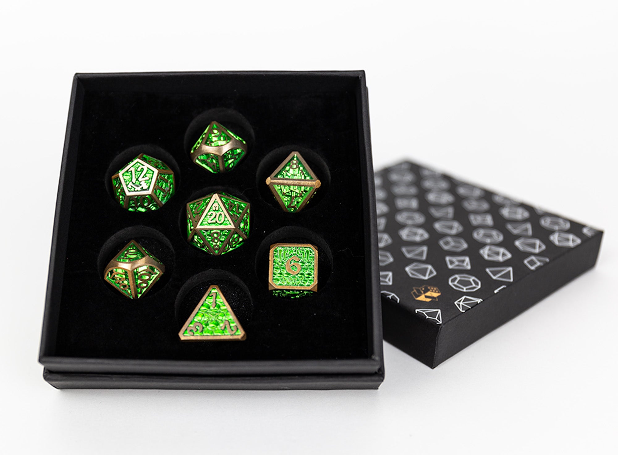 LPG Dice RPG Set Draco Bright Green/Brass