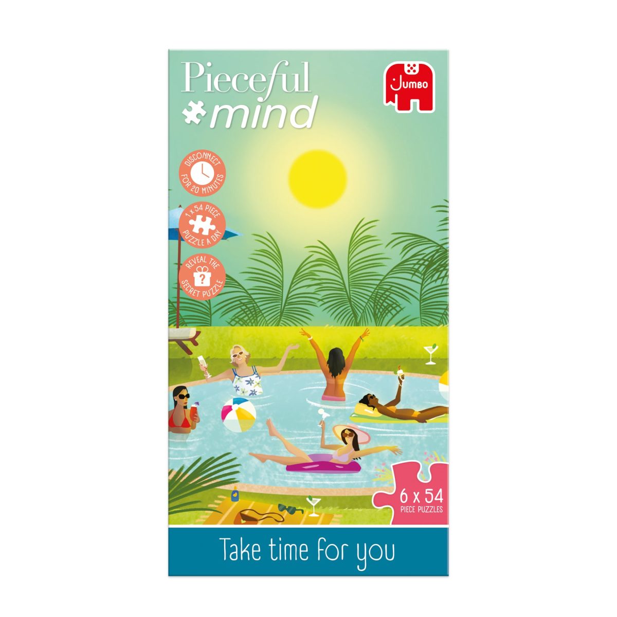 Puzzle - Jumbo - Pieceful Mind - Take Time for You, 6 x 54pc Puzzles
