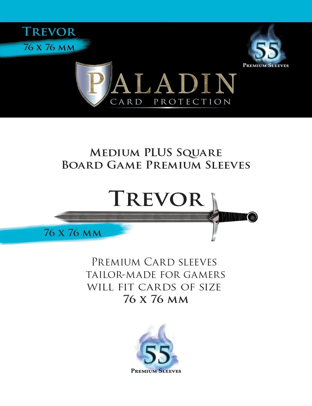 Paladin Clear Sleeves - Trevor (76mm X 76mm) (55 Sleeves Per Pack)