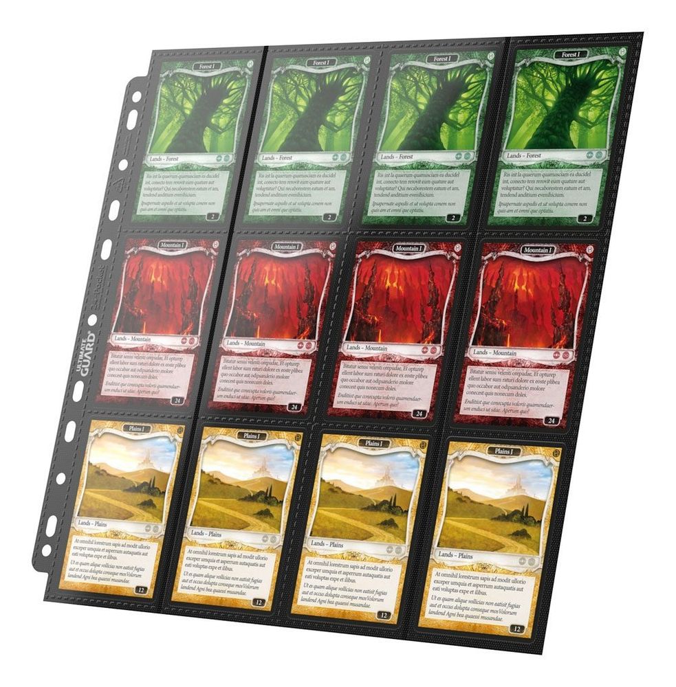 Ultimate Guard: Binder Pages – 24-Pocket QuadRow Side-Loading – Black